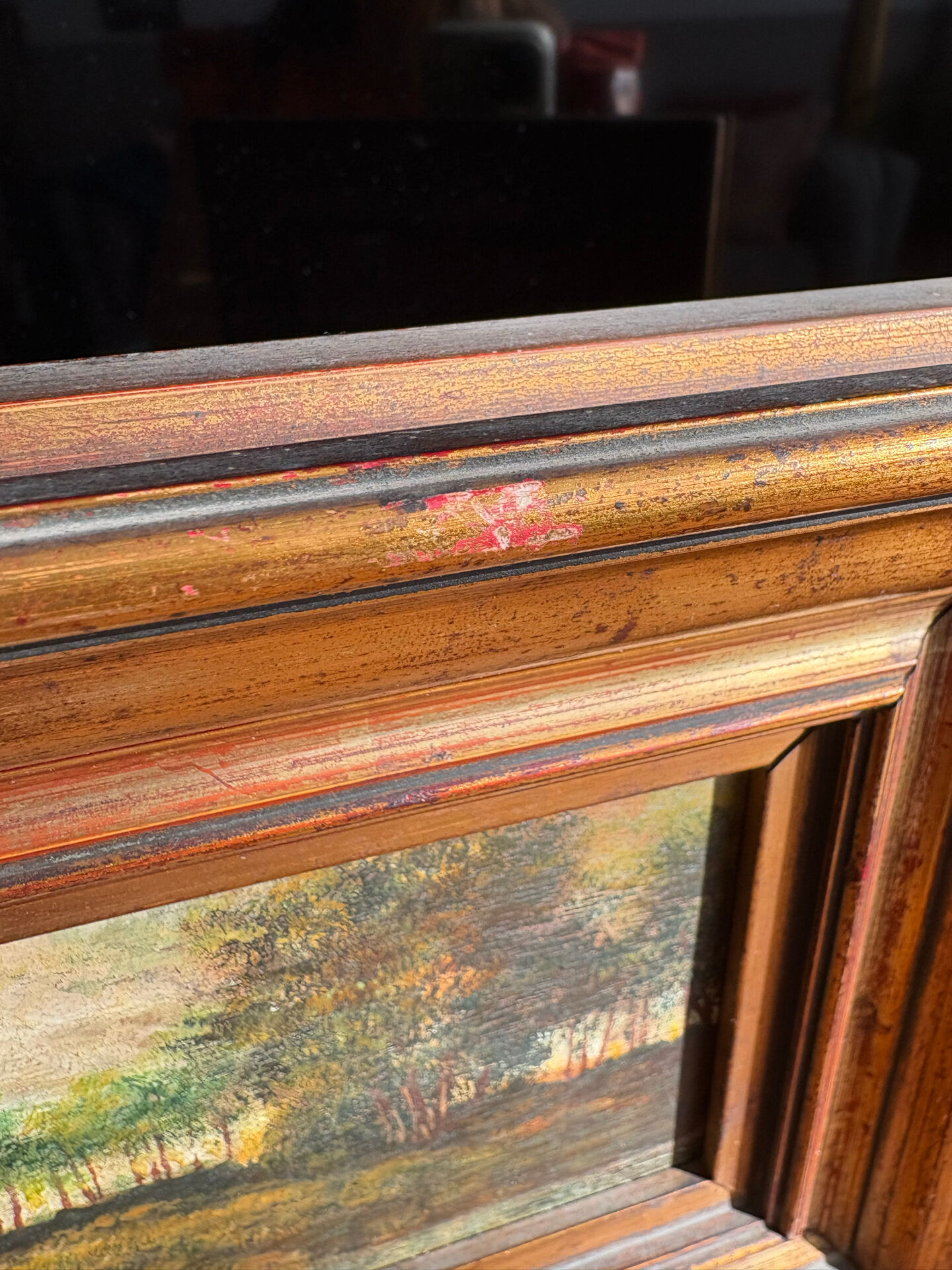 Antique painting from the late 19th century - Oil on panel in the Barbizon style.