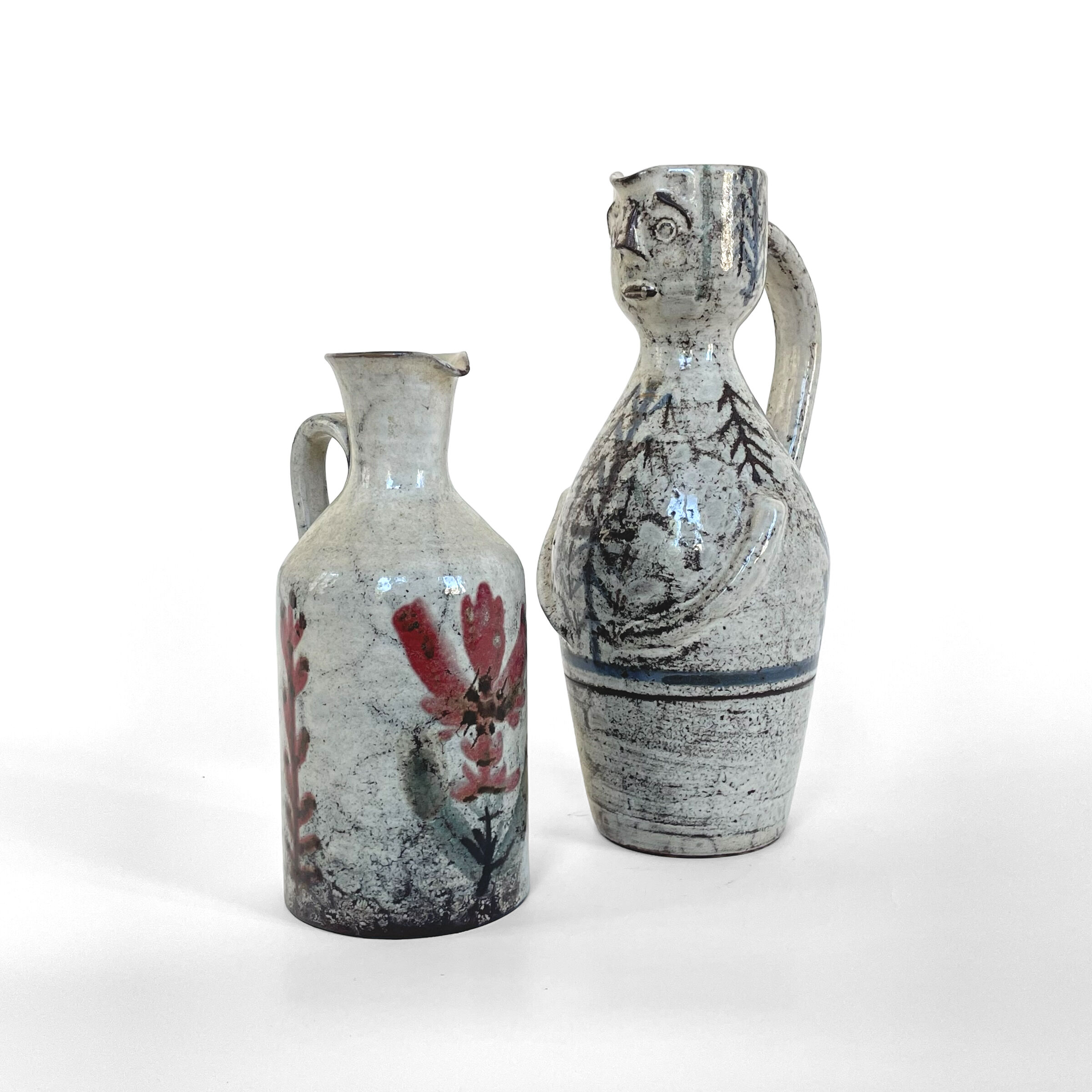 Anthropomorphic ceramic pitcher by Gustave Reynaud and Jean Derval, Atelier le Mûrier, Vallauris