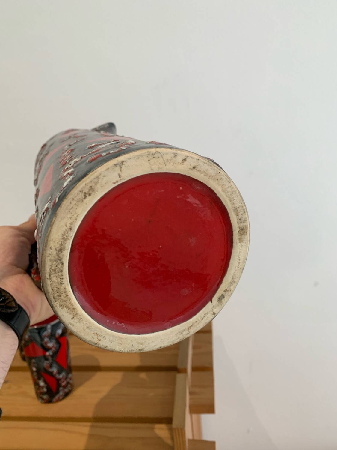 Vintage Ceramic Fat Lava Glass Pitcher