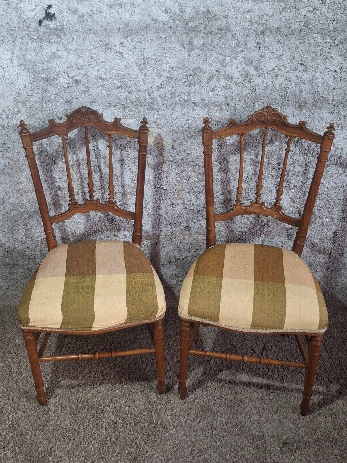 Pair of carved Louis XVI flying chairs ~ 1900 Belle Époque