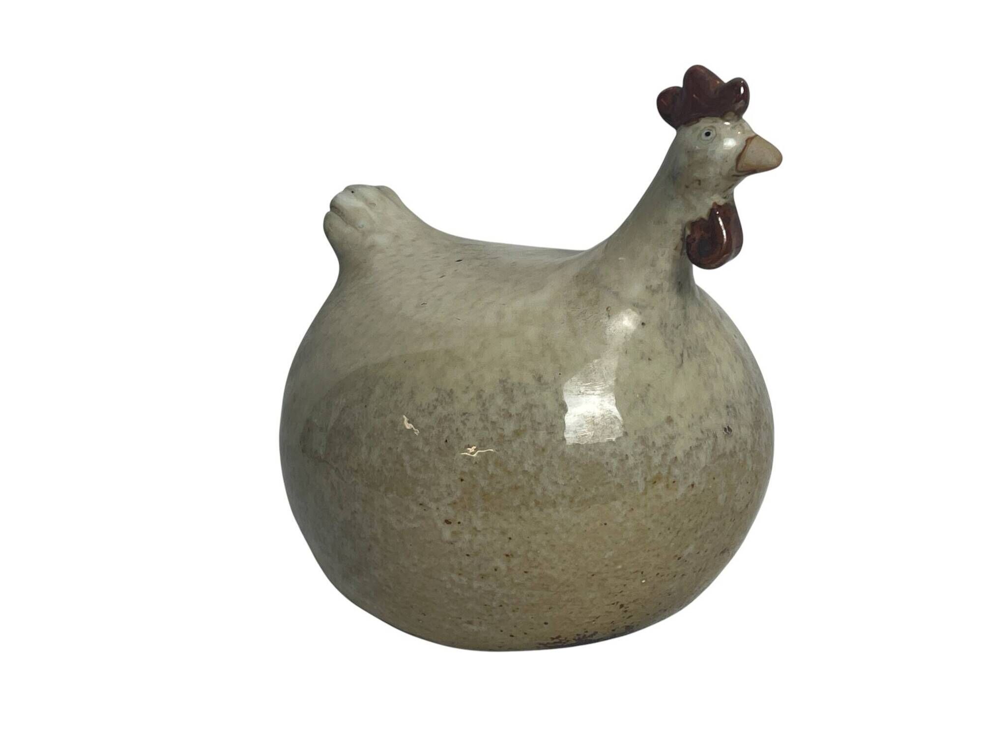 Large beige ceramic hen decoration, 20th century