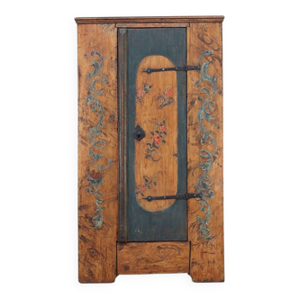 Antique Farmhouse Painted Folk Art Primitive 18th Century Bridal Cabinet