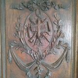 Carved wooden panel décor with music trophy