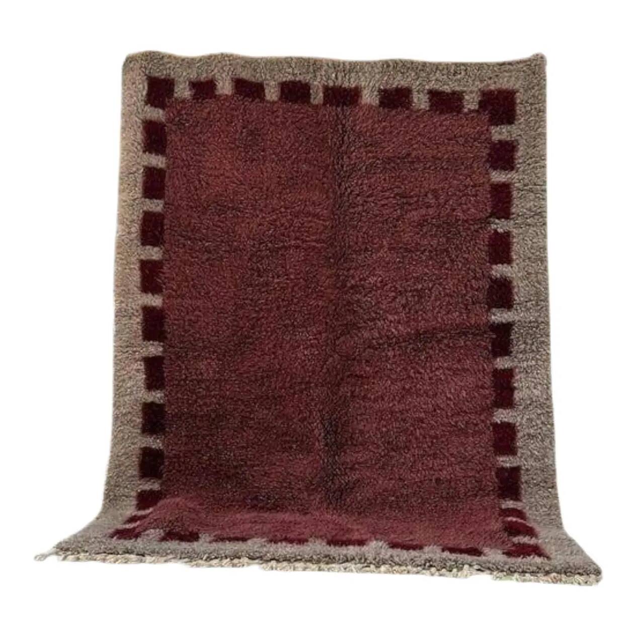 Handwoven rug 150x250 cm, wool, burgundy, grey, beige, Morocco
