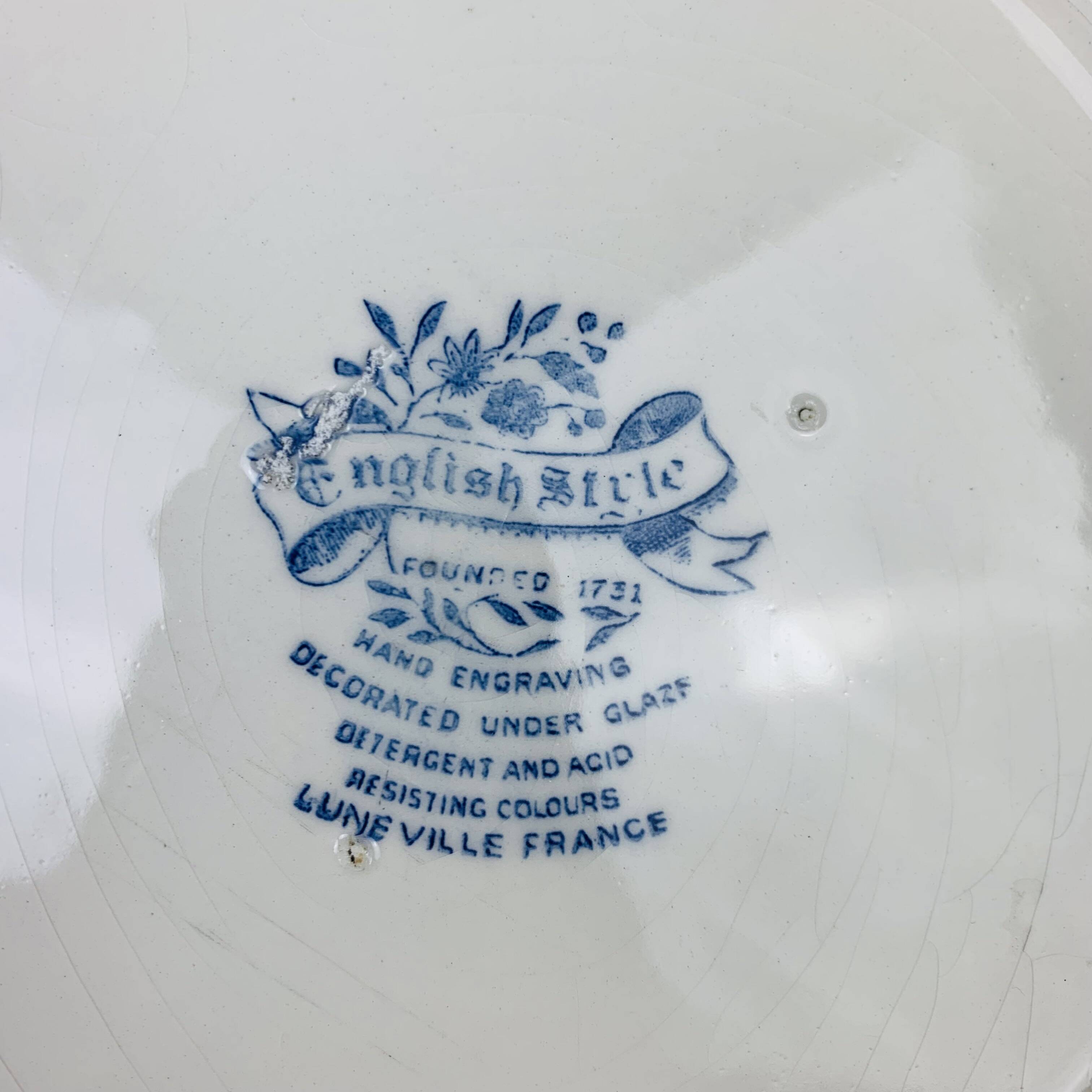 10 English Style Luneville green plates