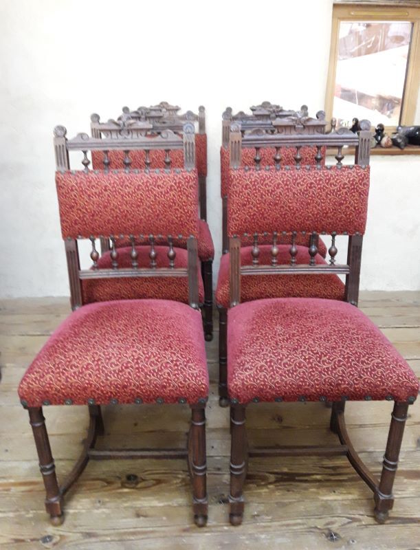 Series of 6 reupholstered Renaissance style chairs