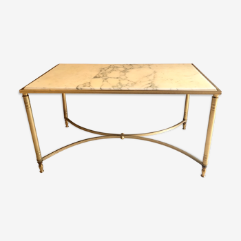 Coffee table in white marble and vintage gold metal, 70's