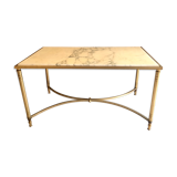 Coffee table in white marble and vintage gold metal, 70's