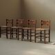 Handcrafted chairs in solid pine and woven straw – France, circa 1950