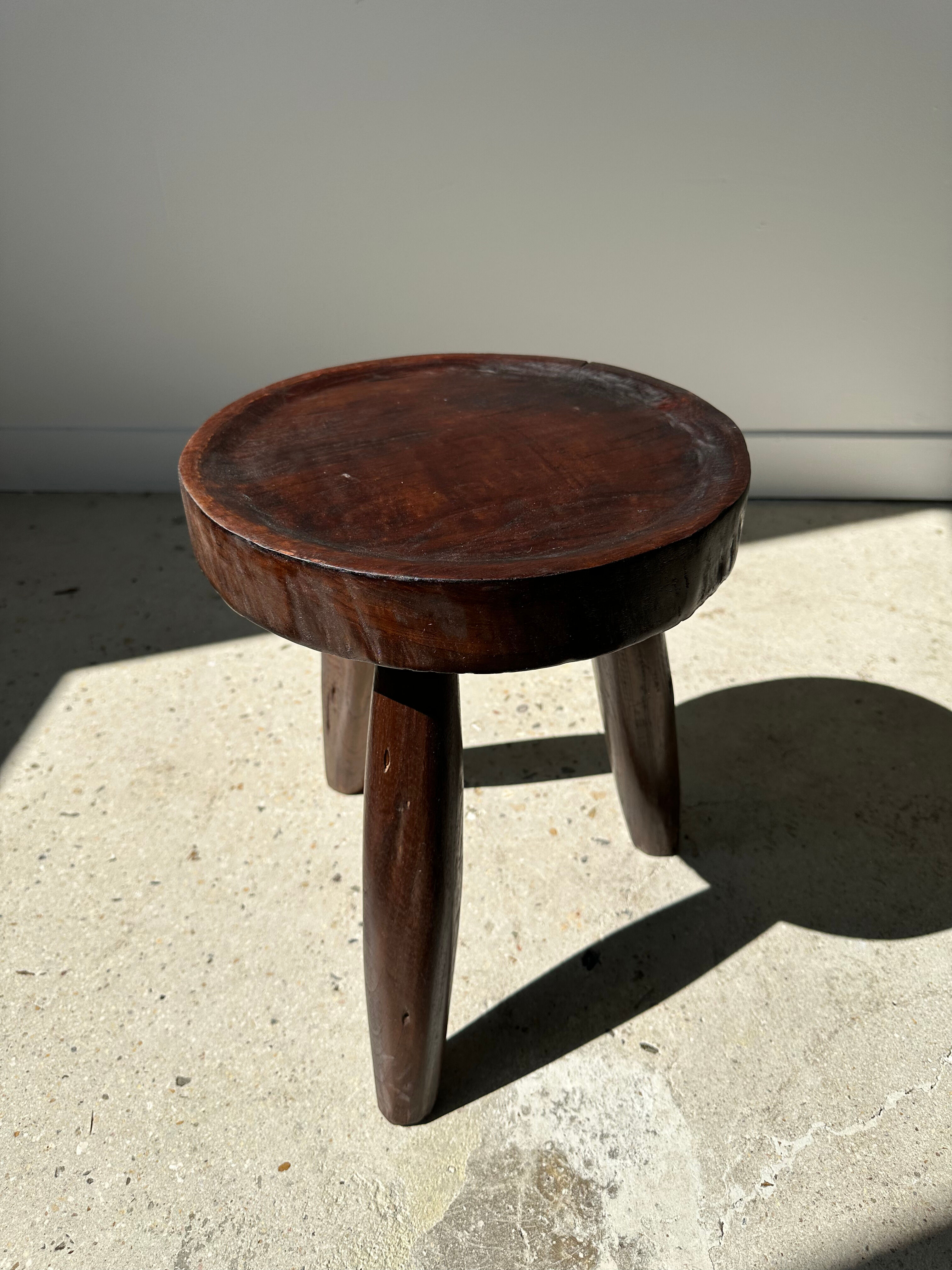Brown solid wood stool hollow circular seat