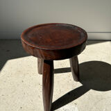 Brown solid wood stool hollow circular seat