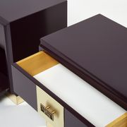 Pair of brass plum lacquer bedside tables Luciano Frigerio Italy 1970