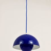 Blue enamelled suspension flowerpot by Verner Panton for Louis Poulsen, Denmark, 1969.