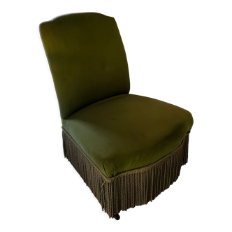 Fauteuil crapaud tissu vert - avec roulettes