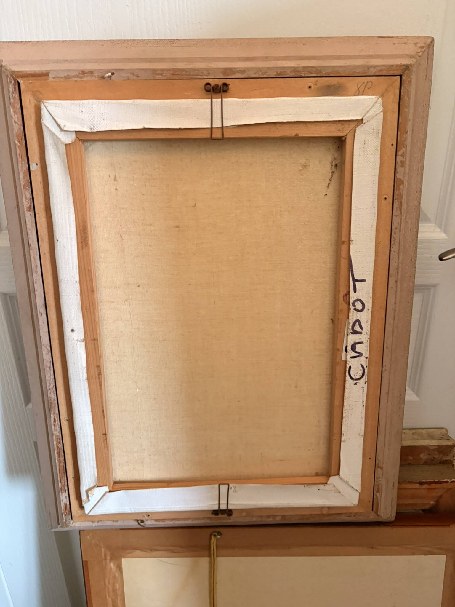 Old painting Oil on canvas Countryside Landscape House Garden Tree N