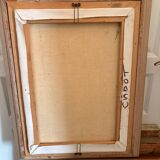 Old painting Oil on canvas Countryside Landscape House Garden Tree N