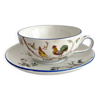 Polychrome ironstone cup "Nella" Jules Veillard Bordeaux (JVB)