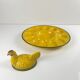 Ceramic yellow egg plate/display with hen, 20th century