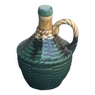 Liquor carafe, shape of Dame Jeanne Barbotine, vintage glazed ceramic