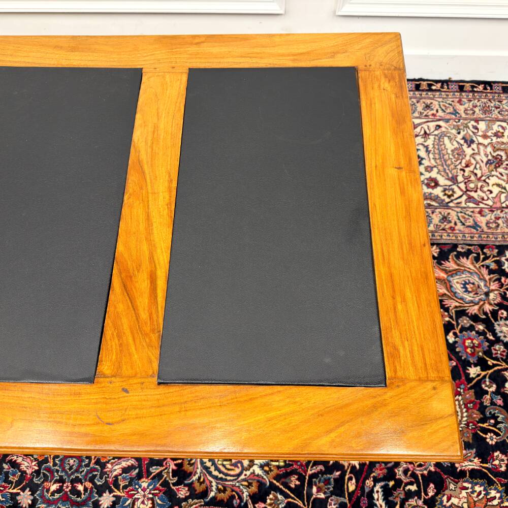 Classic English Writing Desk Black Leather