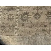 Hand-Knotted Wool Area Rug, Beige Floral Design Carpet for Living Room