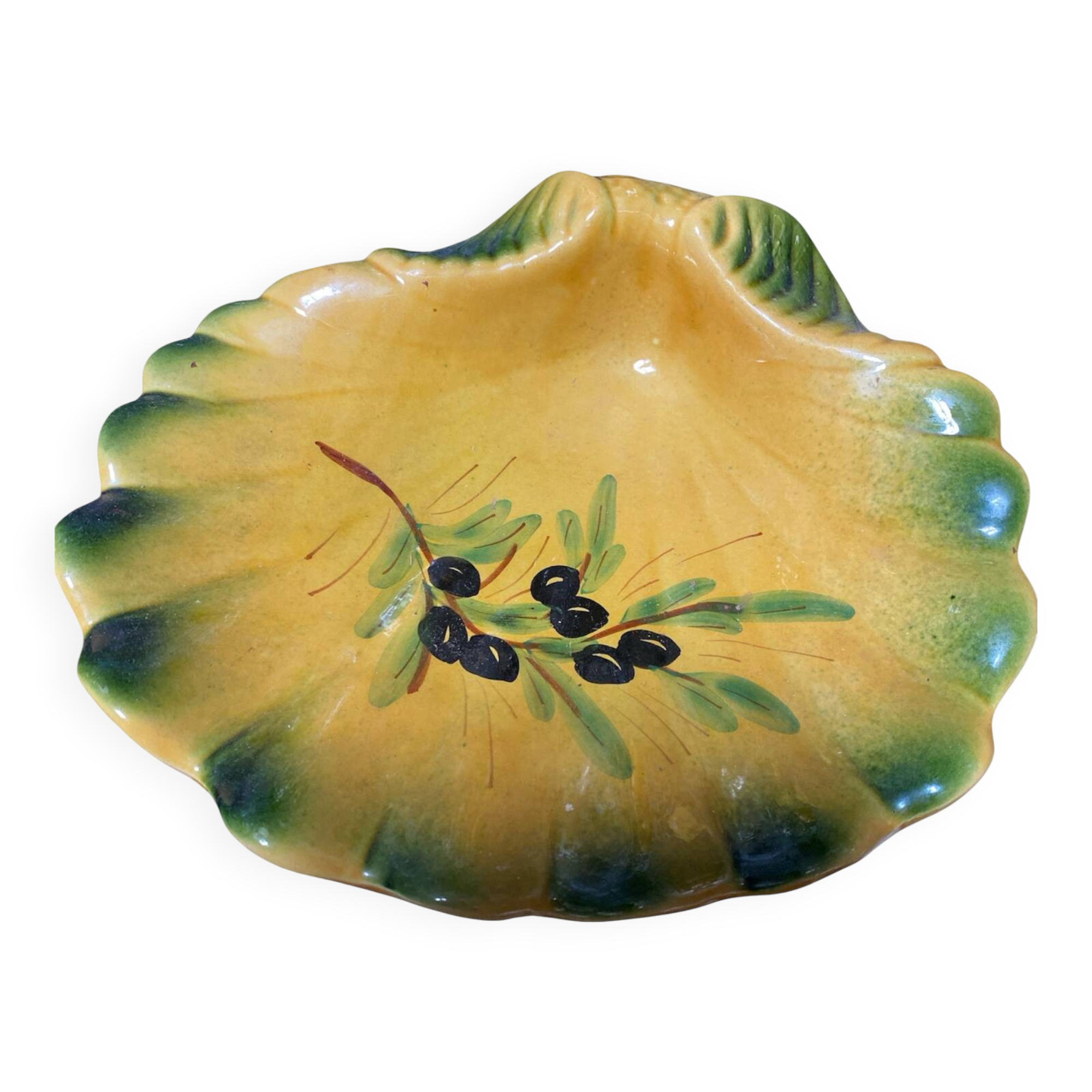 Vintage Vallauris Ceramic Shell Plate – Olive Decor – Year