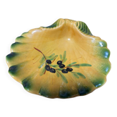 Plat Coquille Vintage en Céramique de Vallauris – Décor Olives – Année