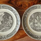 2 assiettes Régence Sarreguemines 1900