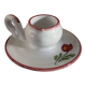 Vintage tulip earthenware cellar rat candle holder
