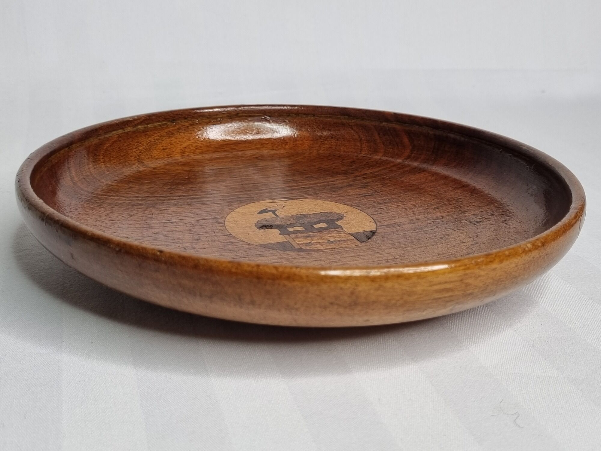 Decorative wooden and marquetry dish by charles spindler, 1920-30