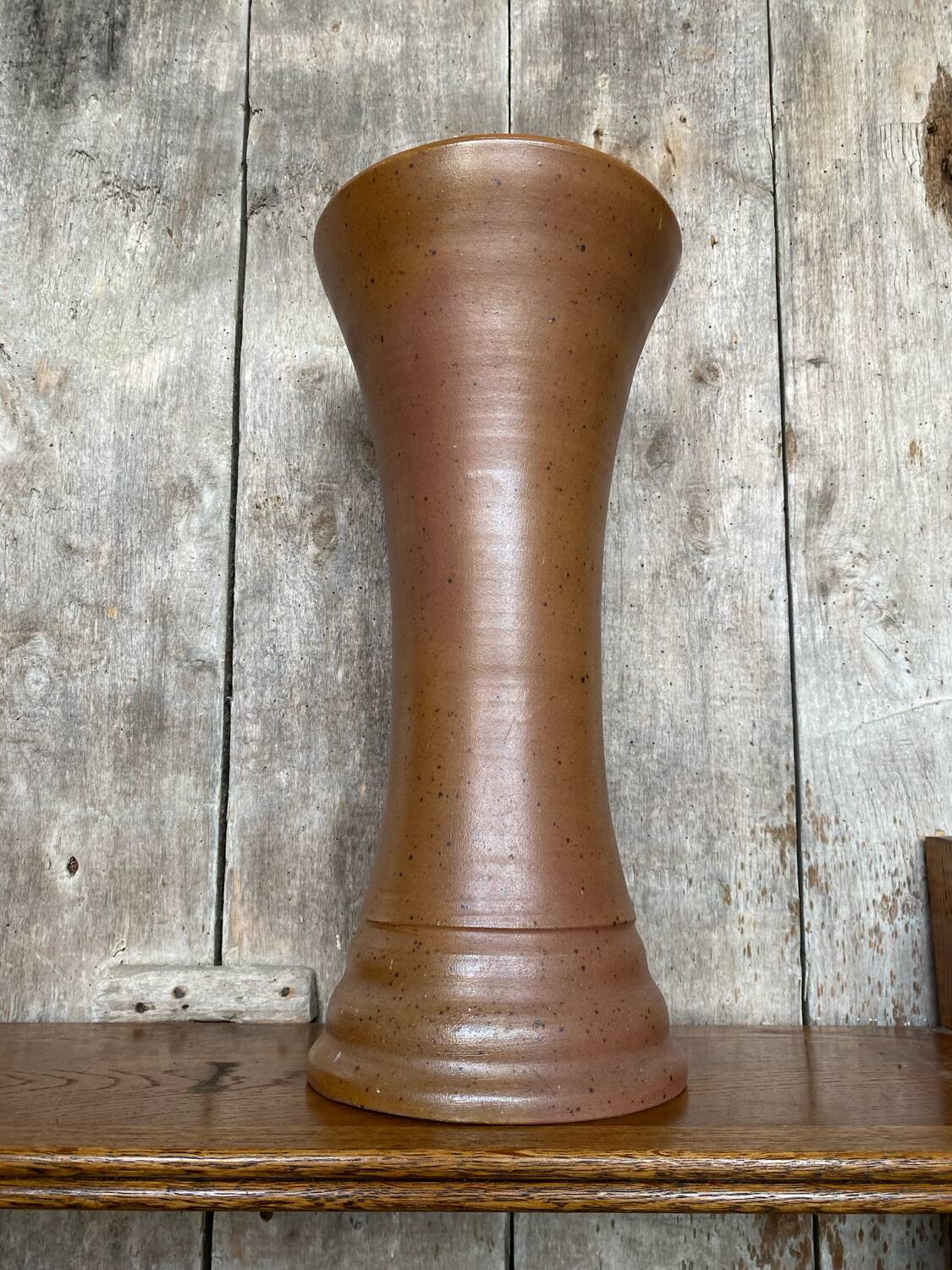 Old Large Model Vase Stoneware Brown Beige 60s Vintage
