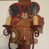 Pair of vintage wood painted mountain wall light