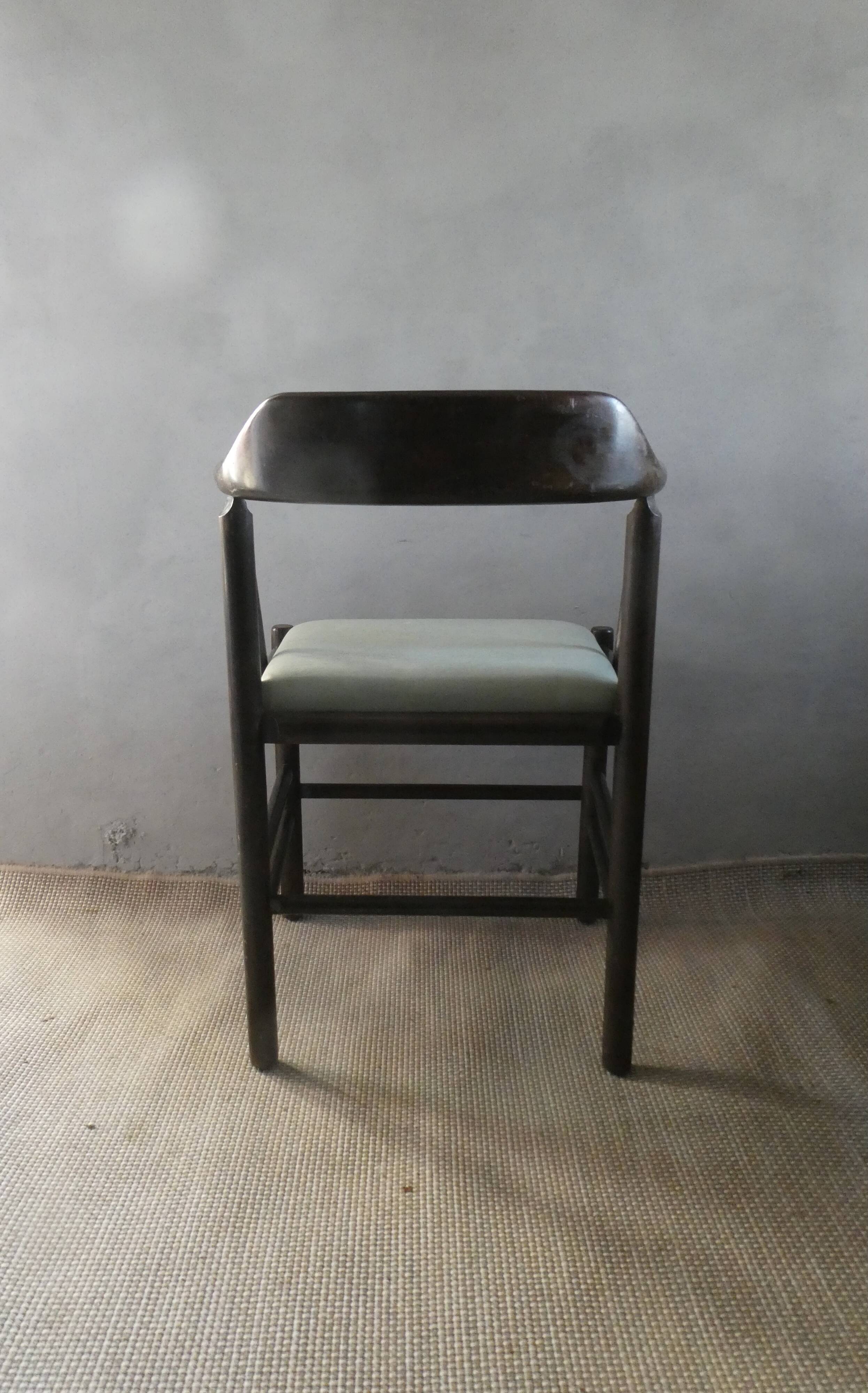 Desk armchair in wood and skai