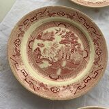Set of 5 plates and an iron earth cake dish, willow hamage Moulin des loups art deco model