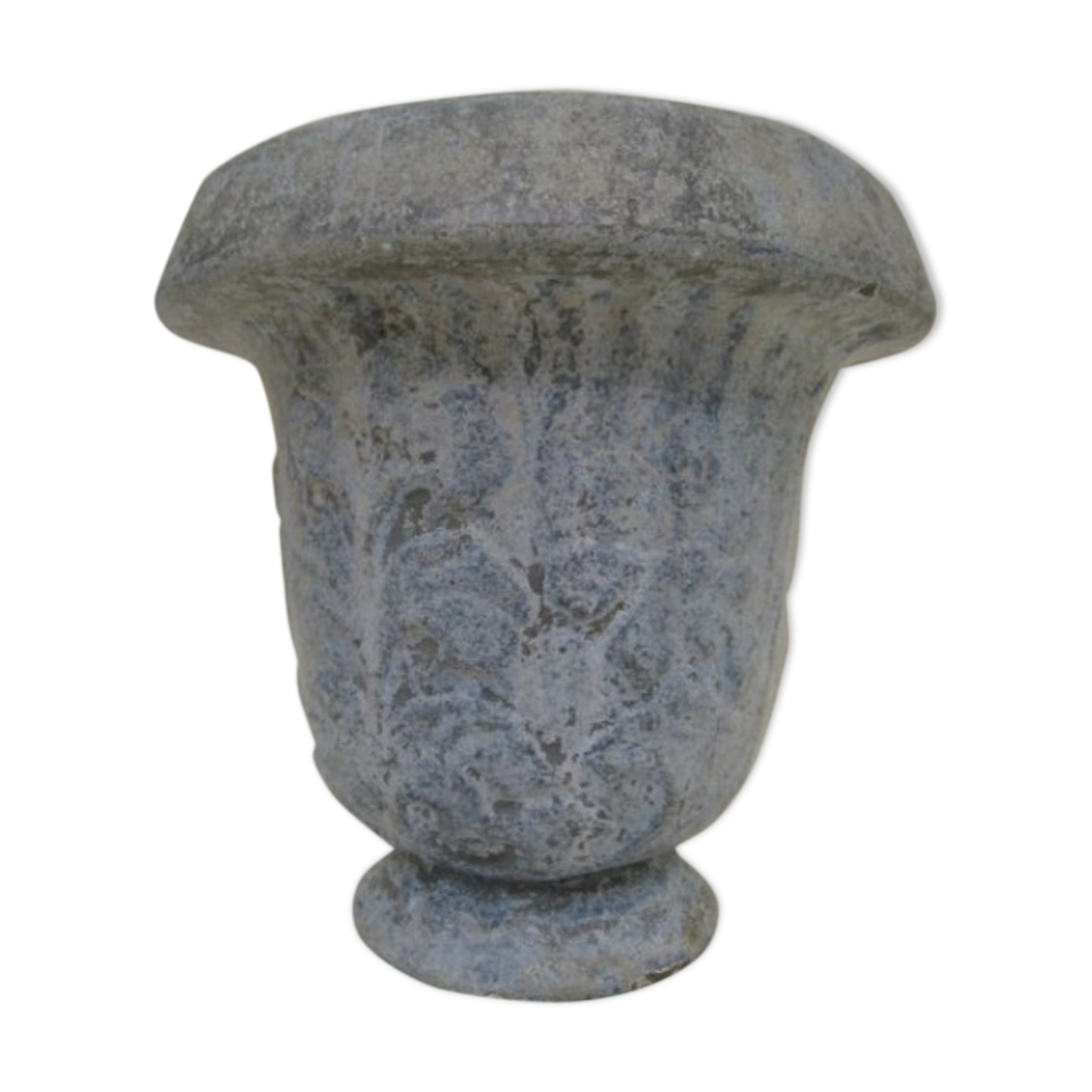 Cast iron art deco glazed grey vase