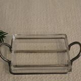 Glass and silver-plated metal butter dish