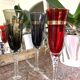 Series of 8 champagne flutes in Murano blown glass