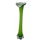 Large green and white opaline vase from the 70s