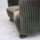 1960s, Danish 2-seater curved sofa, furniture velour, oak wood.