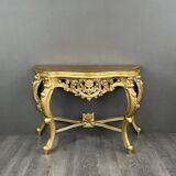 Elegant Golden Console With Carved Details 20th Century