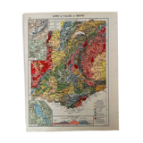 Carte des Alpes et vallée du Rhône de 1951