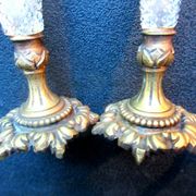Duo of crystal vases Baccarat Le Creusot, carnation holder, bronze foot