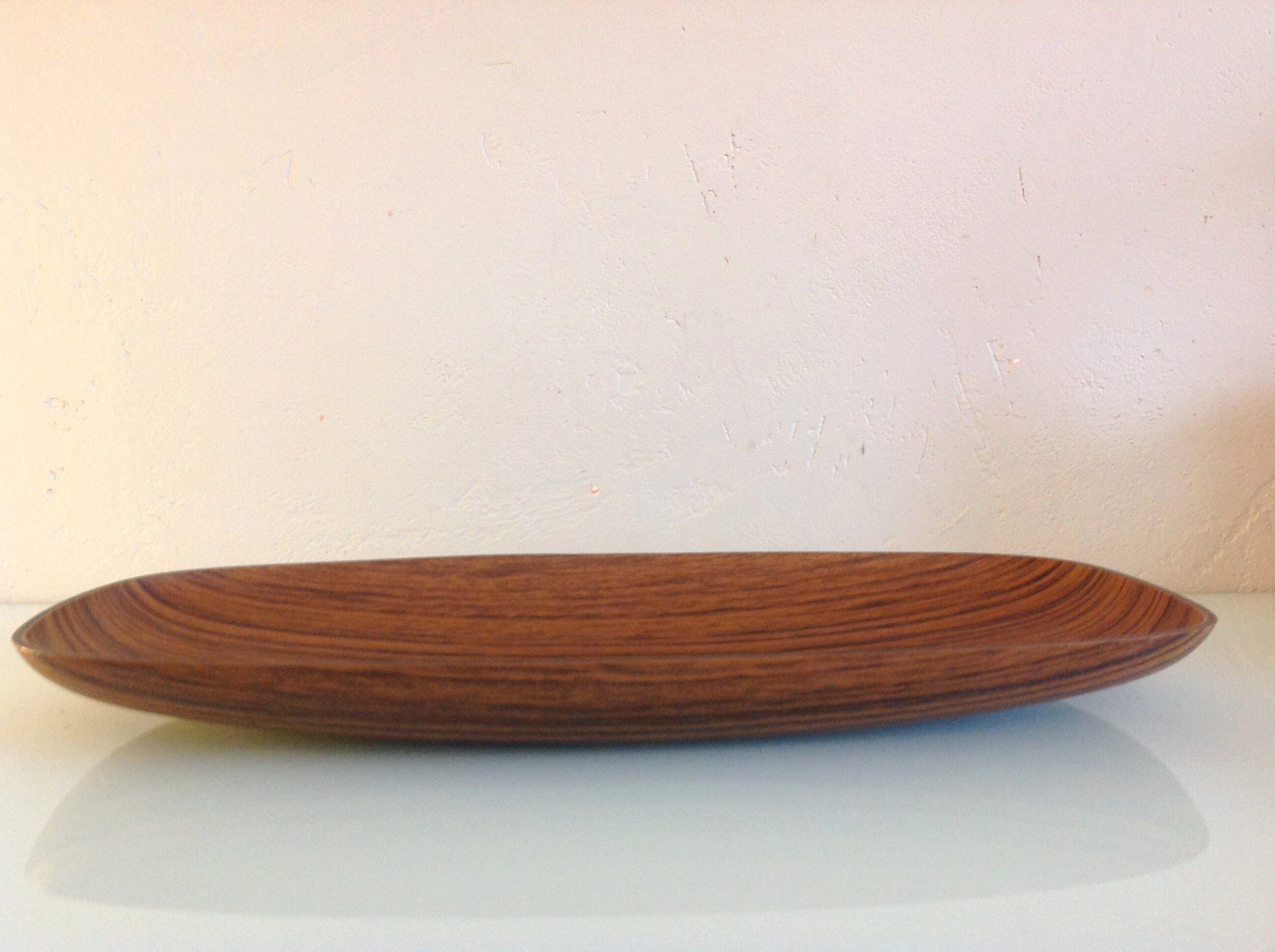 Oval flat imitation wood by Caleppio Robex / vintage 60s-70s