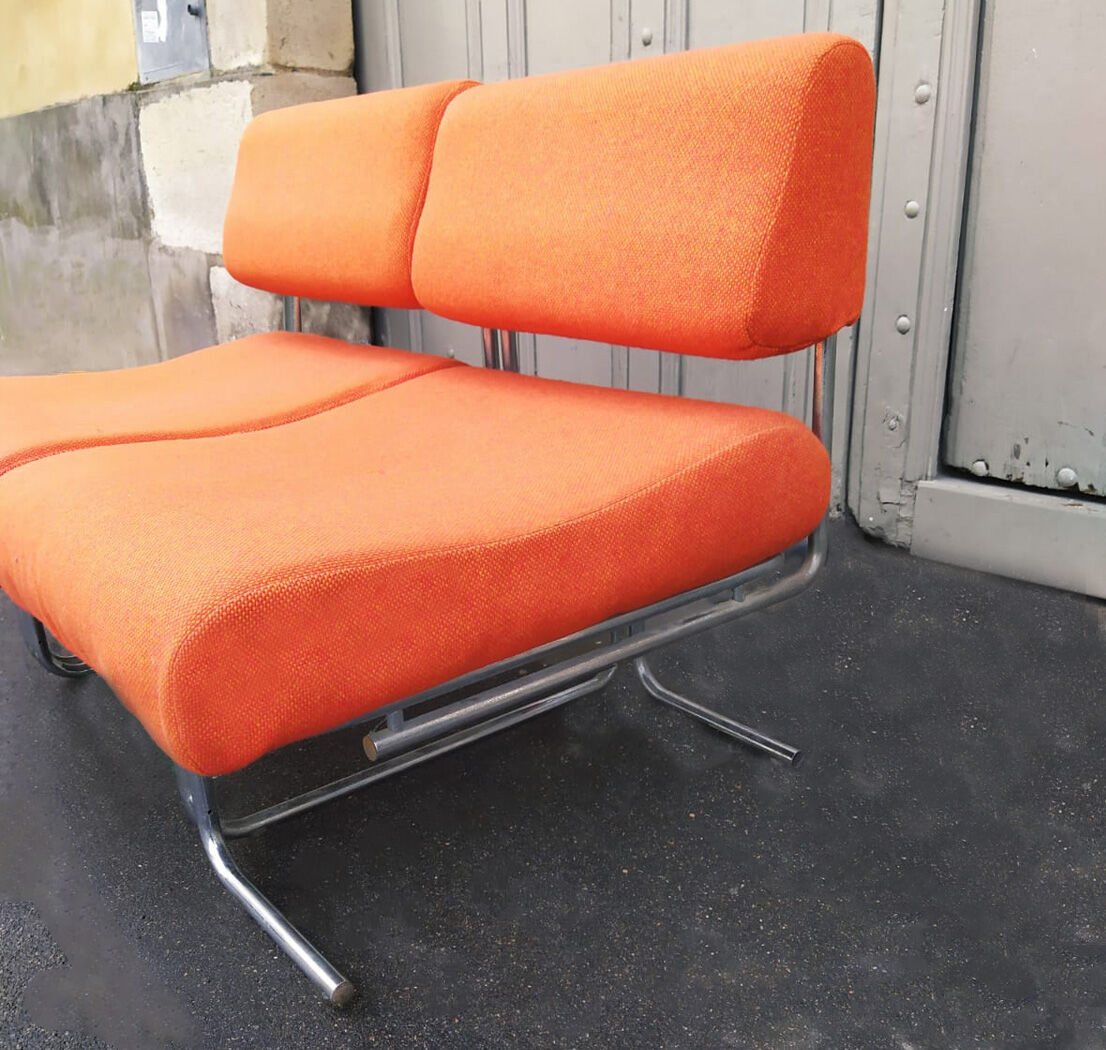 80's orange tweed sofa