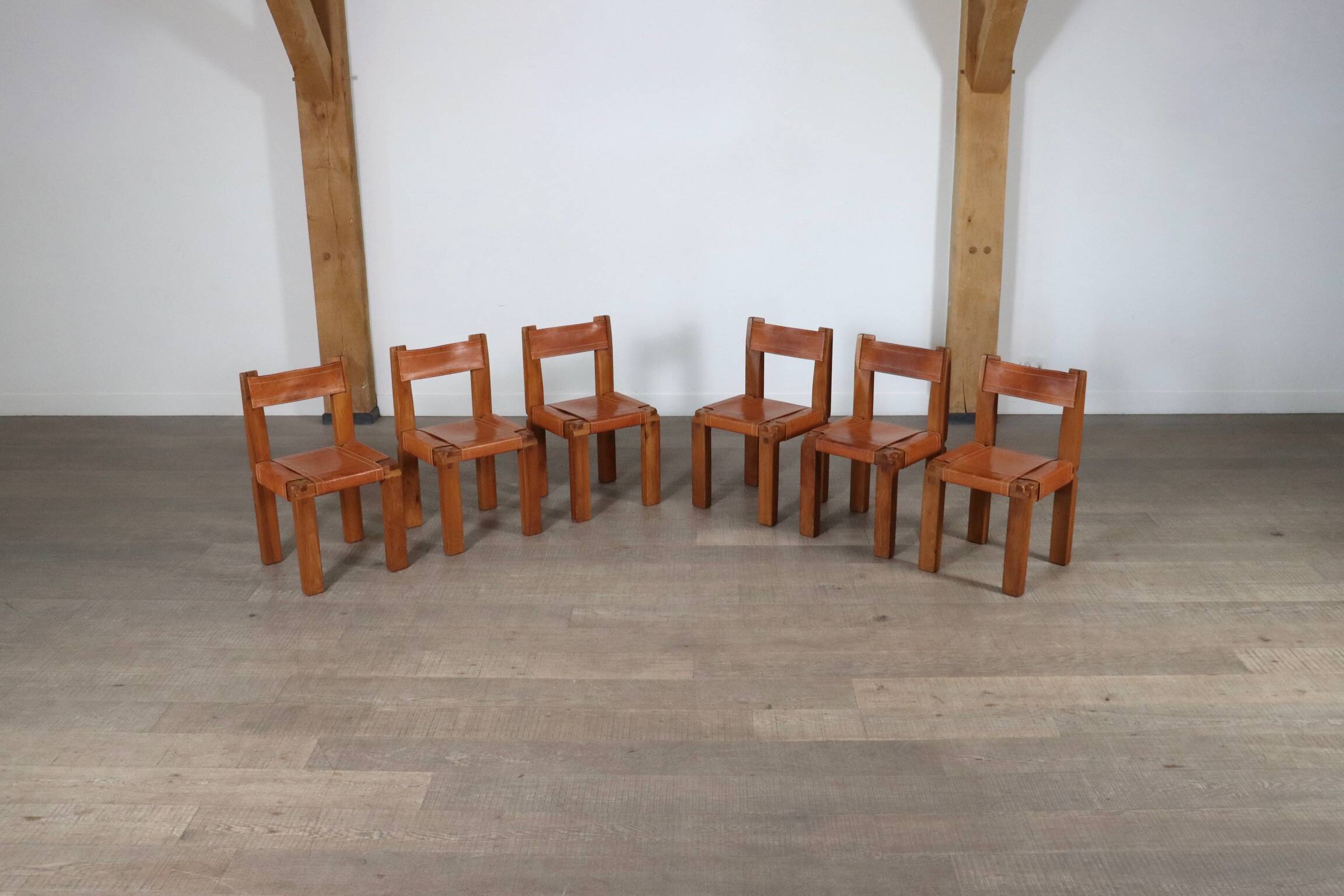Set of 6 Pierre Chapo S11 Dining Chairs, France, 1960s