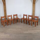 Set of 6 Pierre Chapo S11 Dining Chairs, France, 1960s