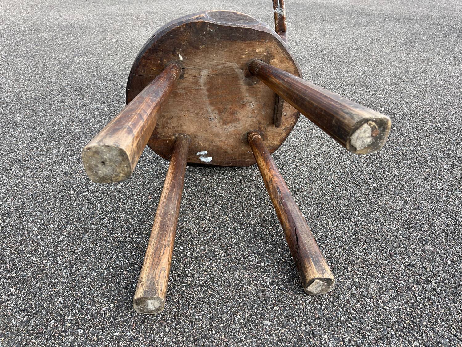 Pair of vintage Aranjou brutalist chairs in solid wood