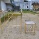 Vintage single bed and nightstand in gilded brass