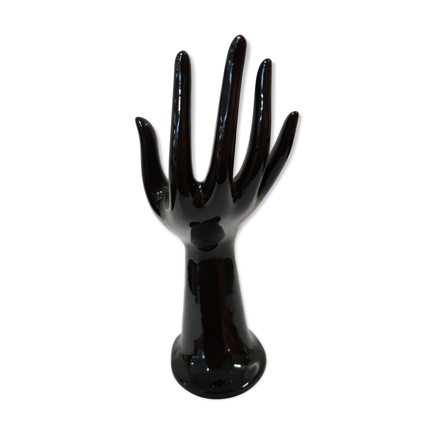 Hand baguier in black faience
