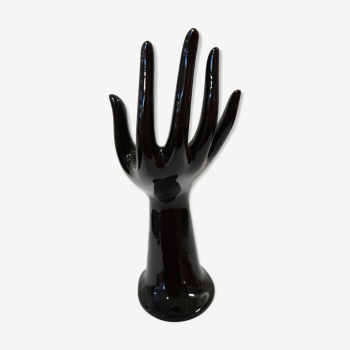 Hand baguier in black faience